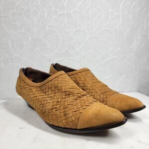Amoura Papa Jimenez Mule Bootie Shoes Women 7.5 Brown Woven Slip On Pointed Toe